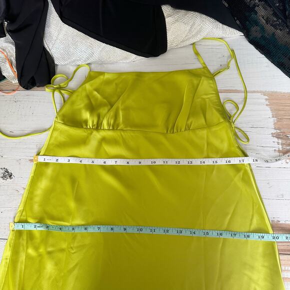 Rumored Meadow Slip Mini Dress Citron Size Large - Picture 10 of 11